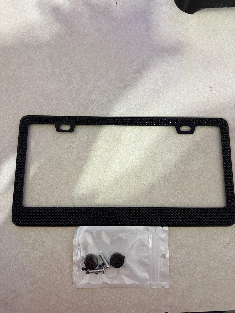 Black Decorative License Plate Frame with Hardware